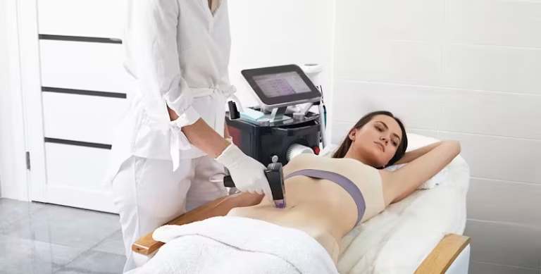 Woman receiving comfortable Morpheus8 treatment with Pro-Nox at Valley Medical Weight Loss med spa