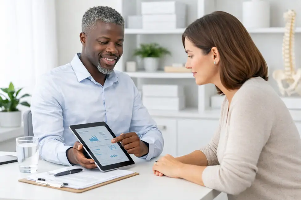Physician reviewing digestive and metabolic results with patient during a medical consultation
