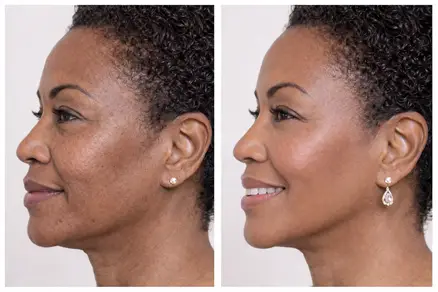 brighter looking skin before and after a professional dermaplaning session