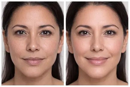 brighter looking skin before and after a professional dermaplaning session