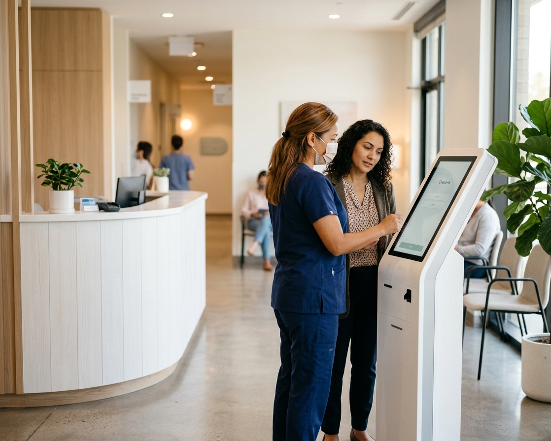 Patient checking in for a first medical weight loss visit at Valley Medical Weight Loss
