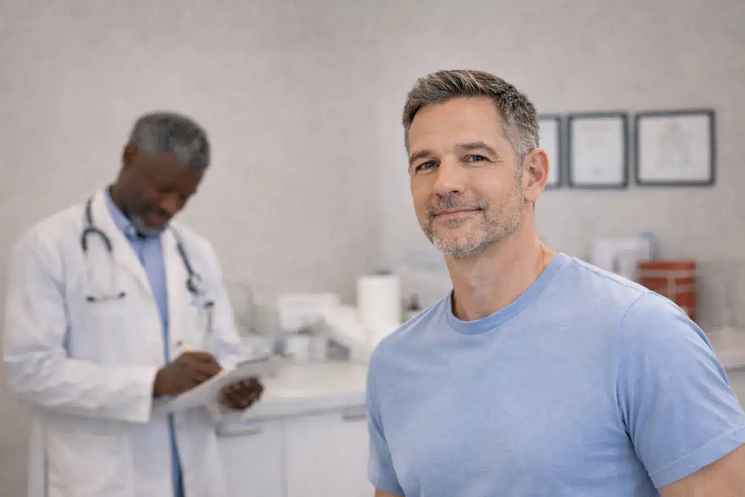 TRT for Men - Valley Medical Weight Loss & Med Spa - Valley Medical Weight Loss & Med Spa TRT in Men consultation with doctor discussing low testosterone symptoms and treatment options.