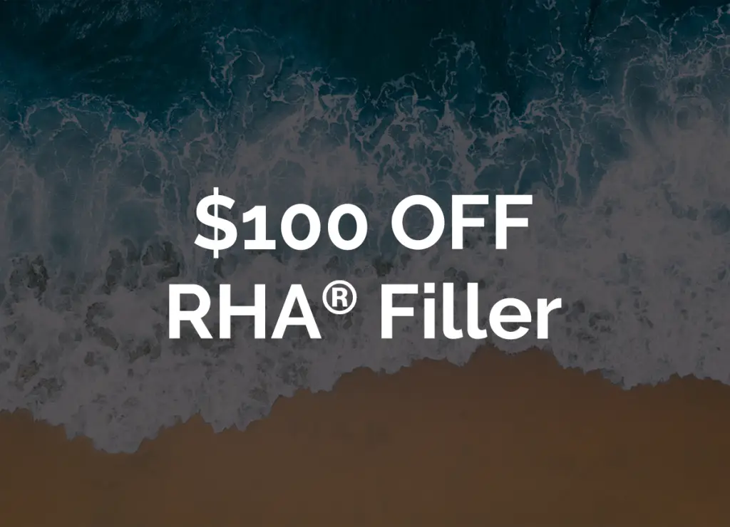 Promotional banner: '0 OFF RHA&reg; Filler' over a shoreline with waves crashing on the beach